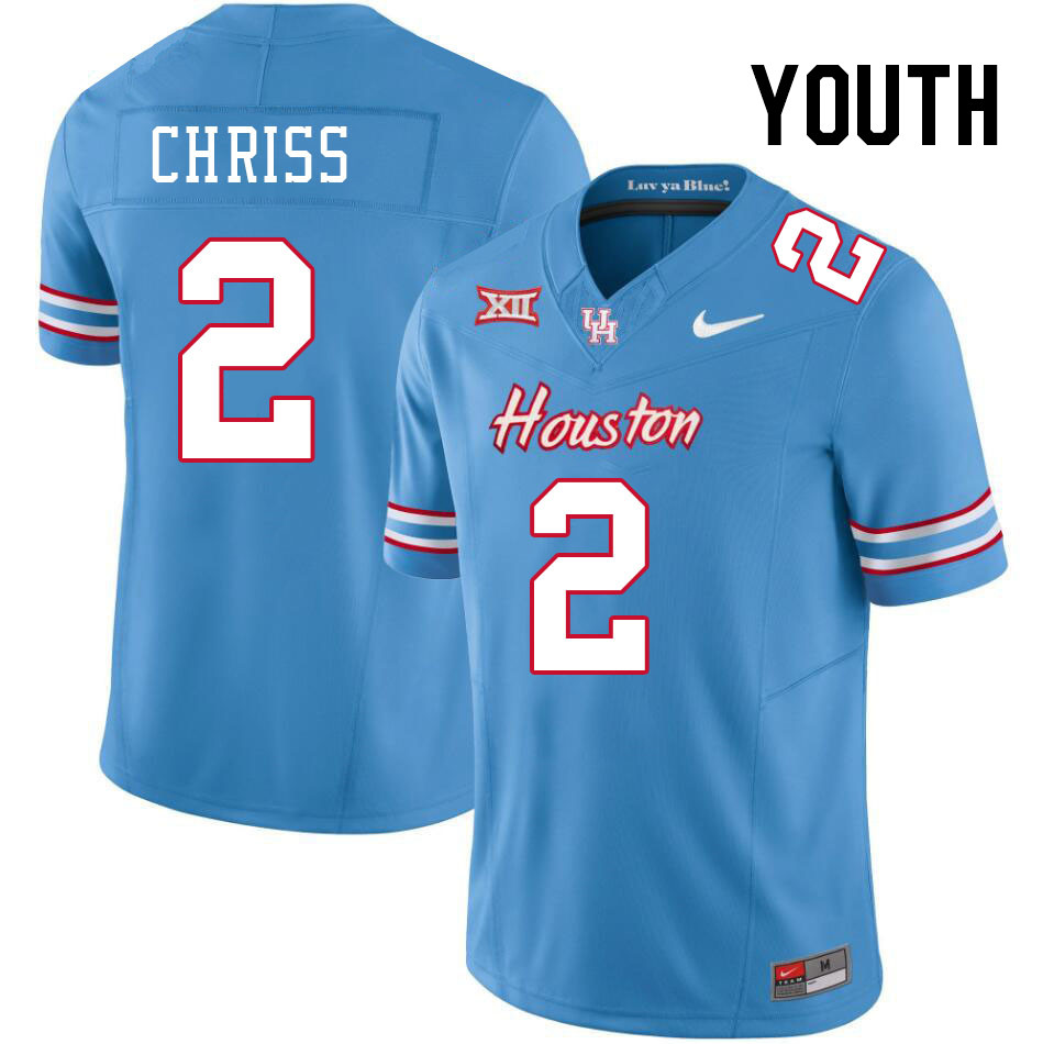 Youth #2 Zeon Chriss Houston Cougars College Football Jerseys Stitched-Oilers